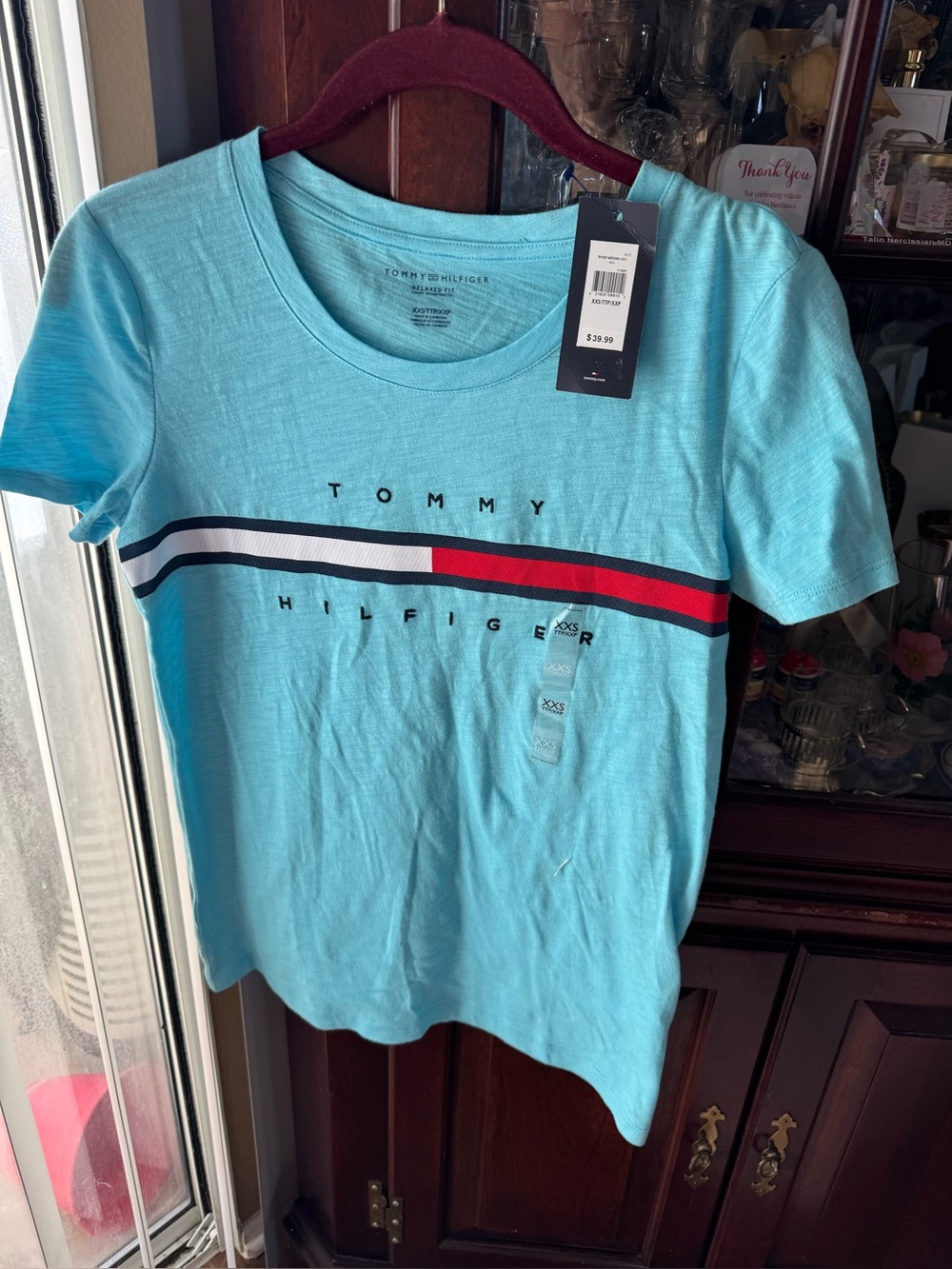 Tommy Hilfiger Aqua Logo Stripe Tee